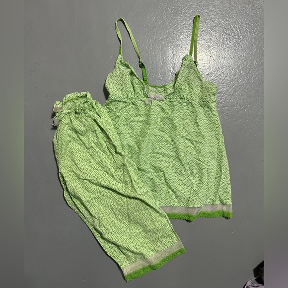 vintage 90s victoria’s secret green polka dot crop pj set size small - Picture 1 of 5
